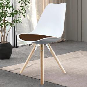 Fusion Living Soho White Plastic Dining Chair with Pyramid Legs Chocolate