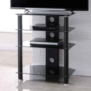 Arvada Metal Hifi TV Stand With 3 Glass Shelves - Black