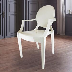 Fusion Living Ghost Style Plastic Louis Curved Arm Dining Chair