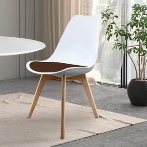 Fusion Living Soho White Plastic Dining Chair with Squared Legs Chocolate