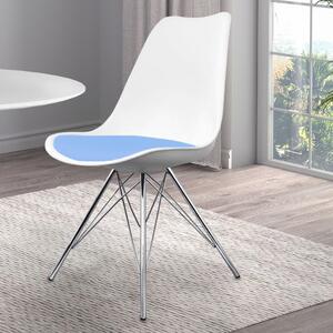 Fusion Living Soho White Plastic Dining Chair Light Blue