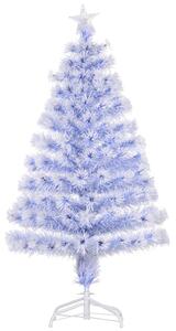 HOMCOM Artificial Fibre Optic Christmas Tree w/ 26 LED Lights Pre-Lit White Blue 4FT