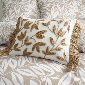 Catherine Lansfield Tufted Sorrel Leaf 30cm x 40cm Filled Cushion Natural