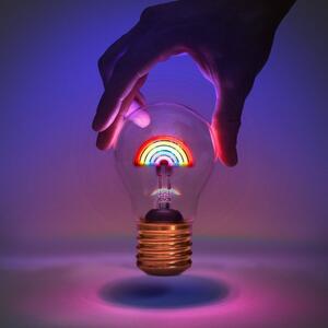 Cordless Rechargeable Rainbow Lightbulb Shaped Night Light Multicoloured