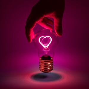 Cordless Rechargeable Heart Lightbulb Shaped Night Light Pink