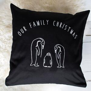 Family Penguin Cushion Black