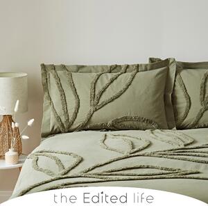 Tufted Leaf Olive 100% Organic Cotton Oxford Pillowcase Olive (Green)