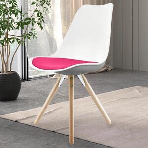 Fusion Living Soho White Plastic Dining Chair with Pyramid Legs Pink