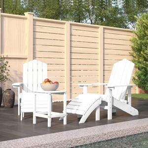 Garden Adirondack Chairs with Footstool & Table HDPE White