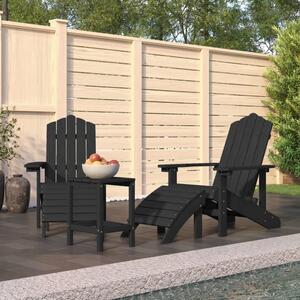Garden Adirondack Chairs with Footstool & Table HDPE Anthracite