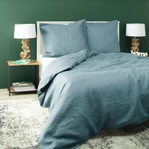 Linen bed clothing 160x200cm grey-blue