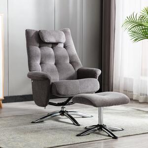 Orson Chenille Reclining Swivel Chair with Footstool Grey