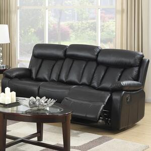 Merrion Faux Leather 3 Seater Manual Recliner Sofa Black