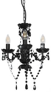 Chandelier with Beads Black Round 3 x E14