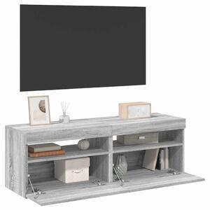 TV Cabinets 2 pcs with LED Lights Grey Sonoma 60x35x40 cm