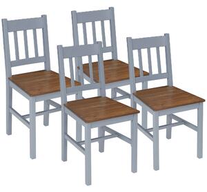 HOMCOM Dining Chairs Set of 4, Kitchen Chair with Slat Back, Pine Wood Structure for Living Room and Dining Room, Grey