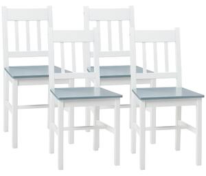 HOMCOM Dining Chairs Set of 4, Kitchen Chair with Slat Back, Pine Wood Structure for Living Room and Dining Room, White