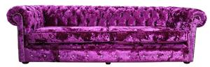 Chesterfield Crystal 4 Seater Lustro Glamour Pink Velvet Fabric Sofa In Classic Style