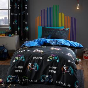 Catherine Lansfield Game Over Duvet Cover and Pillowcase Set Black