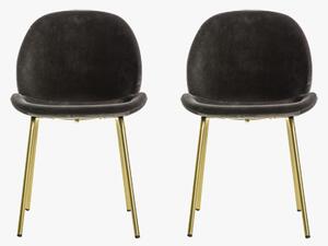 Ella Velvet Dining Chair in Pecan Brown, Set of Two