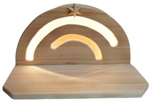 Modern wooden Nativity Scene Stable with Light