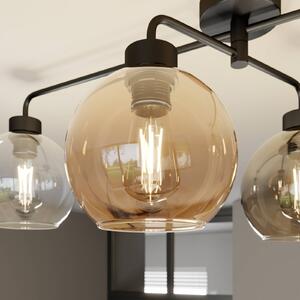 Cubus ceiling lamp, 4-bulb, clear/amber/grey