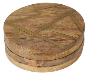 Wooden Coaster with Metal Inlay - Set of 4
