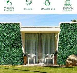 Costway 12 Pieces Artificial Hedge Panels with Multi-Layers Leaves