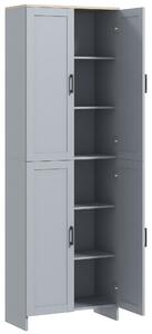 HOMCOM Freestanding Kitchen Cupboard, 4-Door Storage Cabinet Organizer with Adjustable Shelves Grey Aosom UK