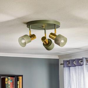 Destin ceiling spotlight, three-bulb green/brass