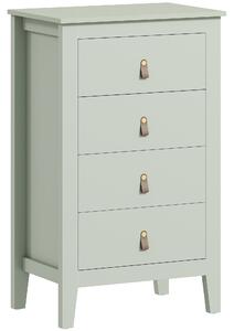 HOMCOM Bedroom Chest of Drawers, Modern 4 Drawer Dresser Cabinet with PU Leather Handles and Metal Runners for Living Room, Hallway, Entryway, Green