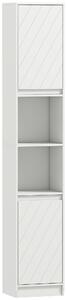 HOMCOM Narrow Bathroom Cabinet, Slim Bathroom Storage Unit with Open Compartment, Freestanding Storage Cupboard with Adjustable Shelves for Small Spaces, 30 x 24 x 170 cm, White