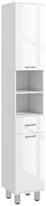 Kleankin 71" Tall Slim Bathroom Storage Cabinet, Tall Narrow Cupboard with Drawer, Open Shelves, 2 Doors Cabinets and Adjustable Shelves for Kitchen, Hallway, Living Room, High Gloss White