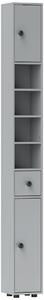 Kleankin 180cm Slim Bathroom Cabinet, with Drawer, Shelves and Cupboards - Grey