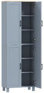 HOMCOM Freestanding Kitchen Cupboard, 4-Door Storage Cabinet with Adjustable Shelves, Modern Kitchen Pantry for Dining Room, 170cm, Grey Wood Effect