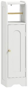 HOMCOM Small Bathroom Storage Cabinet with Toilet Roll Holder - White
