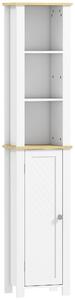 Kleankin Slim Bathroom Storage Unit with Open Compartment, Bathroom Storage Cabinet with Adjustable Shelf, 34 x 23 x 165 cm, White