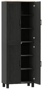 HOMCOM Freestanding Kitchen Cupboard, 4-Door Storage Cabinet with Adjustable Shelves, Modern Kitchen Pantry for Dining Room, 170cm, Black