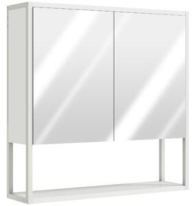 HOMCOM Bathroom Mirror Cabinet with Soft-Close Doors and Adjustable Shelf - White