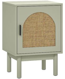 HOMCOM Rattan Bedside Table for Bedroom - Light Green