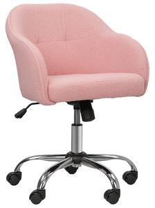 HOMCOM Teddy Fleece Swivel Office Chair - Pink