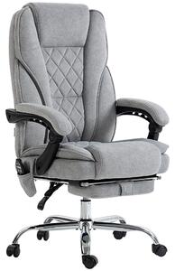 Vinsetto Massage Office Chair, Heated Reclining Computer Chair with Adjustable Height and Footrest, Grey