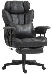 HOMCOM Executive Office Chair, Ergonomic Desk Chair with Foot Rest, Lumbar Support, Reclining Function and Wide Seat, Black