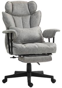 HOMCOM Executive Office Chair, Ergonomic Desk Chair with Foot Rest, Lumbar Support, Reclining Function and Wide Seat, Grey