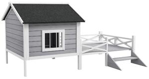 PawHut Small/Medium Dog House with Porch, Grey