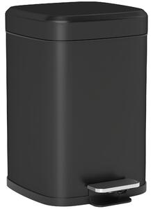 HOMCOM 12L Modern Boxy Metal Home Kitchen Bin - Black Aosom UK