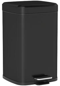 HOMCOM 20L Modern Boxy Metal Home Kitchen Bin - Black Aosom UK