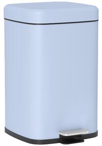 HOMCOM 20 Litre Pedal Bin, Fingerprint Proof Kitchen Bin with Soft-close Lid, Metal Rubbish Bin with Foot Pedal, Light Blue Aosom UK