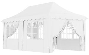 Outsunny 3 x 6m Pop Up Gazebo with Sides, UPF50+ Height Adjustable Party Tent with Carry Bag and Sand Bags for Garden, Patio, White
