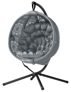 Outsunny Round Egg Basket Chair, with Steel Stand, Charcoal Grey